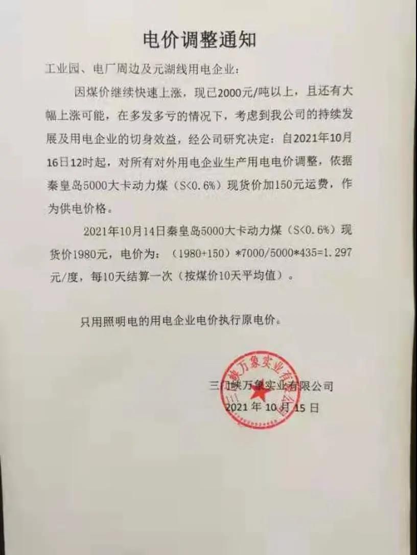 三門峽陜州剛玉園區(qū)電價(jià)第五次上調(diào) 漲幅史無(wú)前例